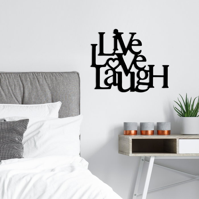 Wallity Escultura de Pared Live-Love-Laugh en Metal Negro